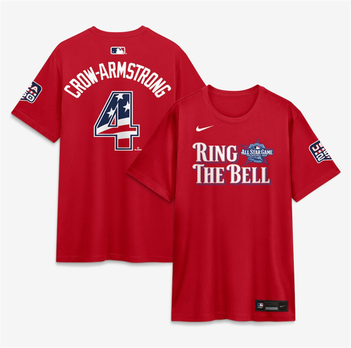 Men's National League #4 Pete Crow-Armstrong Red 2026 All-Star Game Name & Number T-Shirt